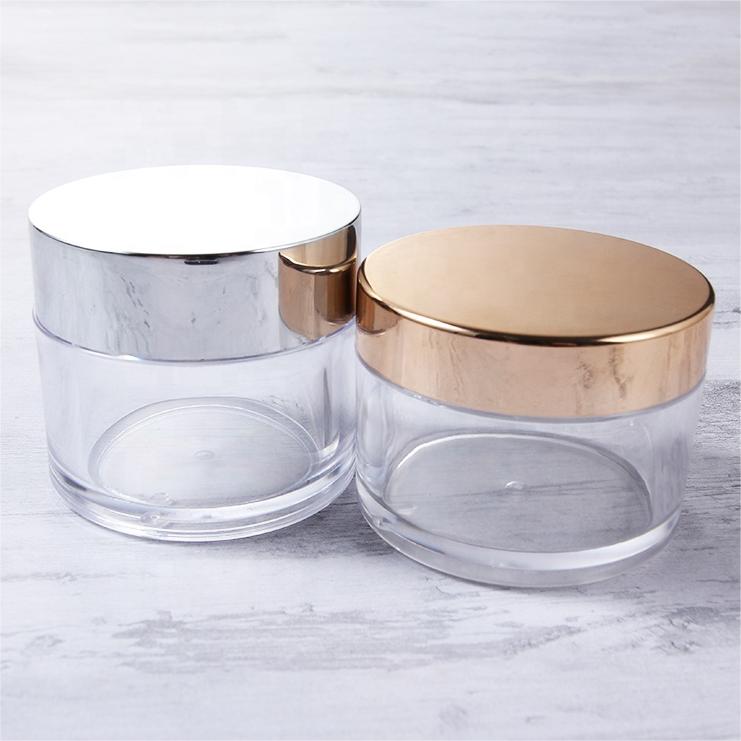 16 Ounce Clear Plastic Jars with Gold Lids - Refillable Round Clear  Containers Clear Jars Storage Containers